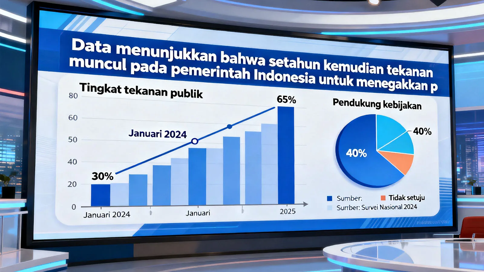 Data menunjukkan bahwa setahun kemudian, tekanan muncul pada pemerintah Indonesia untuk menegakkan p